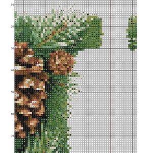 May include: A cross-stitch pattern with a Christmas theme, featuring a detailed design in shades of green, brown, and white. The grid is marked with numbers and the text "Christmas H". The copyright notice reads "&copy;2025 DreamsDecorGoods".