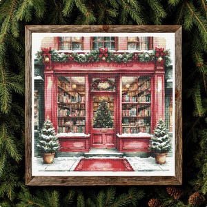 Christmas Bookstore Cross Stitch Pattern: Winter Holiday Shop (PDF) image 10