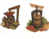 Vintage 1978 Homco Country Harvest Metal Wall Plaques, Butter Churn Corn Mill, Kitchen Home Decor, Rustic Wall Hangings, Farmhouse Decor
