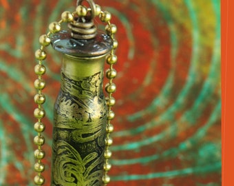 Vial #30-06 Pet Ashes Container, Funerary Urn, Stash Vial, Secret Pendant, Memory Vial, Keepsake Necklace from Etched Brass Shell Casings