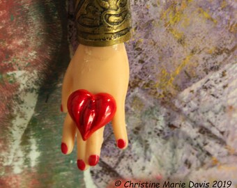 Barbie Doll Hand Necklace Pendant - Ken and Barbie - Doll Housewife charm -