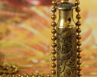 Memory Necklace Container Vial,  Funerary Urn, Pet Ashes Pendant, Cremation Jar,  Mementos, Keepsakes, #223 Rifle Shell
