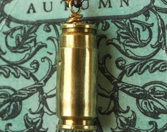 Secret Stash Pendant Necklace Shell Casing Vial. Recycled Memory Jar Container for Pet Ashes Love Notes Magic Potions Herbs Stones Seeds