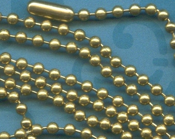Brass Ball Chain 2.4mm  diameter, a good size for most medium size pendants and charms. Steampunk, techno, retro, modern and unisex styles