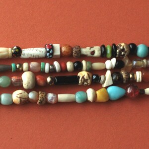 24 Natural Bead Strand Earthy colors, all natural materials Bone, horn, stone, shell, metal, glass beads for jewelry. Mixed lot variety image 5