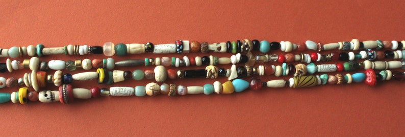 24 Natural Bead Strand Earthy colors, all natural materials Bone, horn, stone, shell, metal, glass beads for jewelry. Mixed lot variety image 5