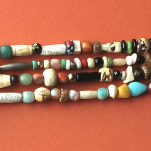 24 Natural Bead Strand Earthy colors, all natural materials Bone, horn, stone, shell, metal, glass beads for jewelry. Mixed lot variety image 3