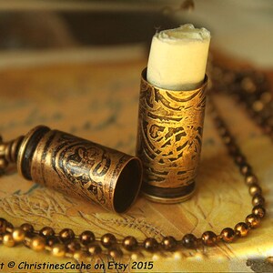 Funerary Urn, Pet Ashes Vial, Memory Necklace, Keepsake Pendant, Secret Notes, Cremation Recycled upcycled Etched Brass Shell Casing V40-WP image 2