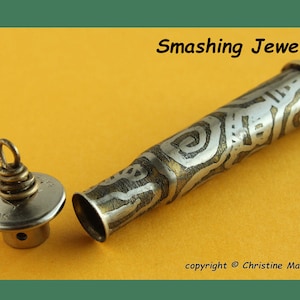 Vial #30-30 Pet Ashes Container, Funerary Urn, Secret Keepsake Pendant, Necklace, Memory Vial, cache vial, hand etched Brass Shell Casings