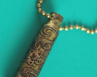 Beautifully Hand-Etched Brass #223 Shell Casing. Make your own Western Style Pendants, Keychains, Great Gifts for Guys, Men, Cowboys.