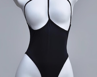 Temptation Strappy Cutout Bodysuit - Sexy Erotic Lingerie | Black Open-Front One-Piece | Seductive Nightwear | Spicy Bedroom Outfit