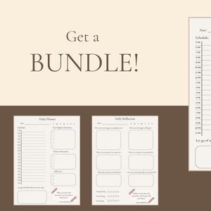 Minimalistische dagplanner + reflectievel BUNDEL | Afdrukbare/digitale planner + dagelijkse reflectieset | Direct downloaden | Mindful duoset