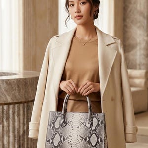 パイソン柄本革トートバッグ（女性用）、高級スネークスキン柄財布、デザイナー風トップハンドルバッグ、クロスボディサッチェル