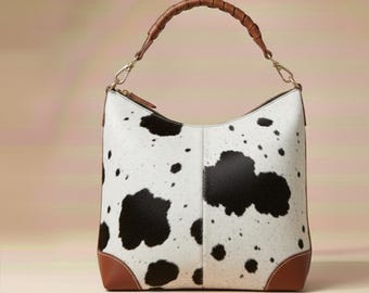 Rindleder Hobo Bag: Echtes Fell, Schwarze Leder Schultertasche