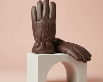 Luxus Herren Echtschafleder Handschuhe | Ultraweiche Winterhandschuhe | Handgefertigte Vollnarbenlederbekleidung | Elegantes Geschenk für Ihn