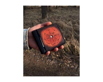 Cartera de identificación personalizada, cartera de cuero personalizada, cartera negra, cartera de cuero minimalista, cartera para hombre, regalo para hombre, hecha a mano, cartera personalizada.