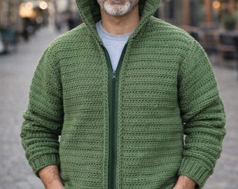 Mens Crochet Vest Pattern PDF,Cozy Winter Hoodie Vest Beginner Friendly Knitting Pattern,Casual Outdoor Style+Knitwear Care Bonus.