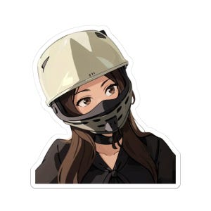 Biker Girl Kiss-Cut Stickers, Motorcycle Decor, Cute Laptop Stickers, Travel Gifts for Riders, Anime Style Accessories