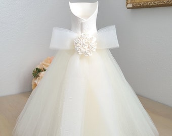 Tulle Wedding Dress Centerpiece, Cold Porcelain Roses, Bridal Shower Decor