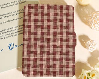 Simple Red Grid Kindle Case For New Kindle Paperwhite 12th 7", Paperwhite 1/2/3/4, Kindle 11th 12th Gen, Unique Kobo Case, Bookish Gifts