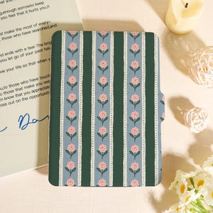 Striped Floral Pattern Kindle Case For Kindle Paperwhite 12th 7&quot;,Paperwhite 1/2/3/4,Kindle 11th Gen,Kindle Colorsoft Case,For Bookish Gifts