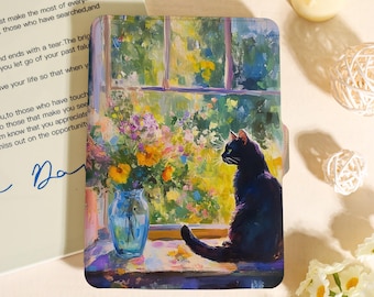 Oil Painting Style Cat & Floral Kindle Case For Kindle Paperwhite 12th 7",Paperwhite 1/2/3/4,Kindle 11th 12th,Unique Kobo Case,Bookish Gifts