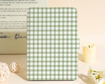 Pastel Green Checkered Kindle Case For Kindle Paperwhite 12th 7", Paperwhite 1/2/3/4, Kindle 11th 12th Gen, Unique Kobo Case, Bookish Gifts