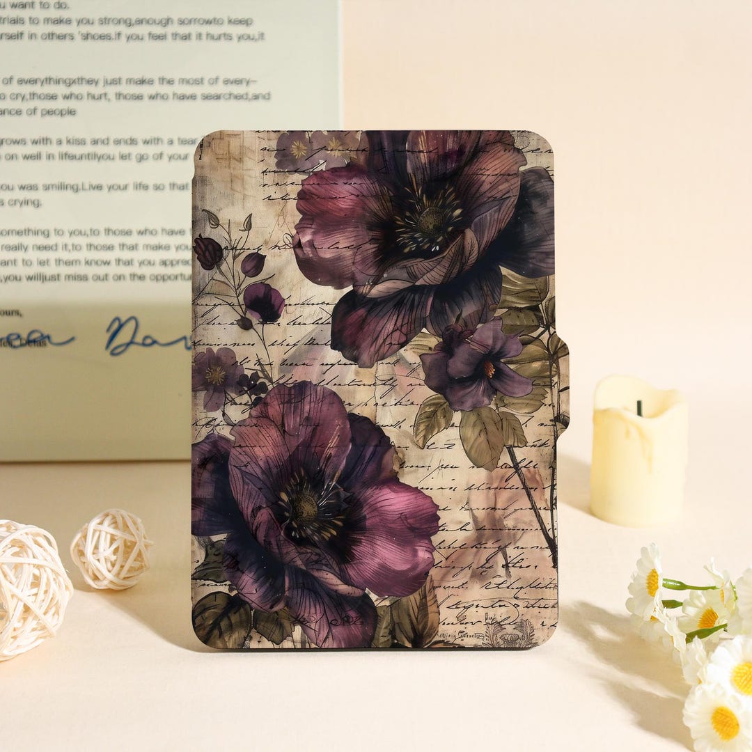 Vintage Floral & Letter Pattern Kindle Case for Paperwhite 12th 7 ...