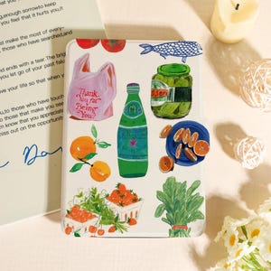 Hand - Drawn Groceries Kindle Case For Paperwhite 12th, Paperwhite 1/2/3/4, Kindle 12th/10th/11th, Kindle Colorsoft Case, For Bookish Gift
