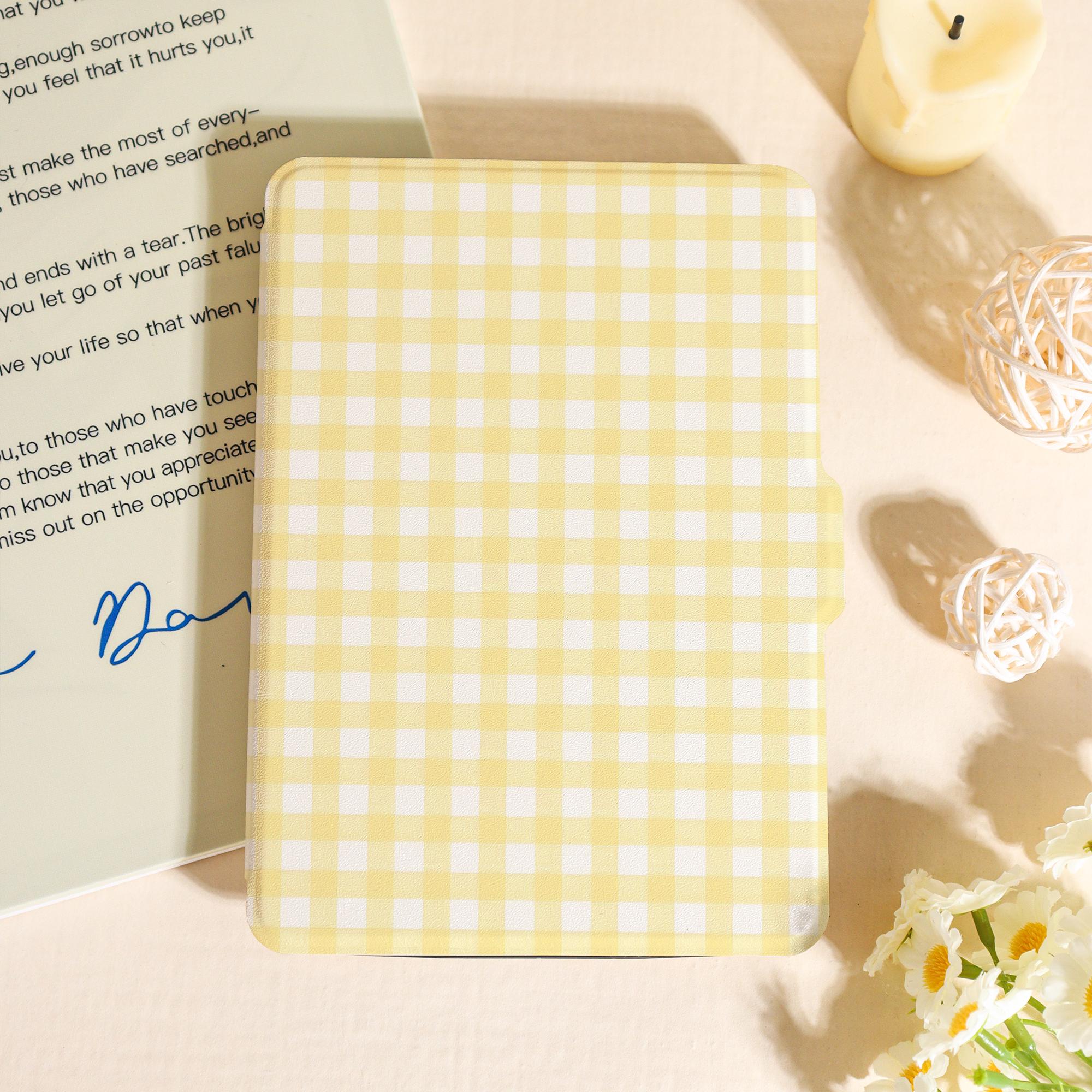 Yellow Gingham Kindle Case For Kindle Paperwhite 12th 7", Paperwhite 1/2/3/4, Kindle 11th 12th Gen, Unique Kobo Case, Bookish Gifts