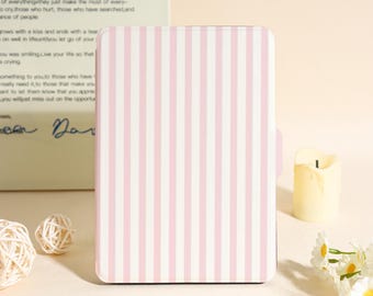 Pastel Pink Striped Kindle Case For New Kindle Paperwhite 12th 7", Paperwhite 1/2/3/4, Kindle 11th 12th Gen, Unique Kobo Case,Bookish Gifts