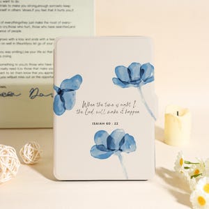 Blue Floral Scripture Kindle Case For Kindle Paperwhite 12th 7&quot;,Paperwhite 1/2/3/4, Kindle 11th Gen, Kindle Colorsoft Case,For Bookish Gifts