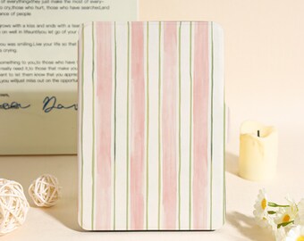 Watercolor Pink & Green Striped Kindle Case For  Kindle Paperwhite 12th,Paperwhite 1/2/3/4,Kindle 11th 12th,Unique Kobo Case,Bookish Gifts