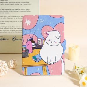 Cute Cat Desk Scene Kindle Case For Kindle Paperwhite 12th 7&quot;,Paperwhite 1/2/3/4,Kindle 11th Gen,Kindle Colorsoft Case,For Bookish Gifts