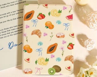 Fruits & Pastries Pattern Kindle Case For Paperwhite 12th,Paperwhite 1/2/3/4,Kindle 12th/10th/11th,Kindle Colorsoft Case,For Bookish Gift