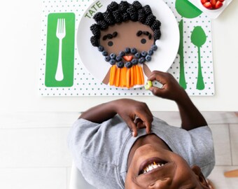 Personalized Boy Plate: Melamine Kid's Plate, Fun Food Face