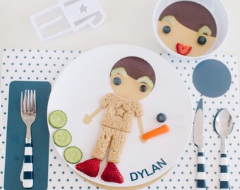 Personalized Boy Plate: Melamine Dress-Up Plate - Birthday Gift