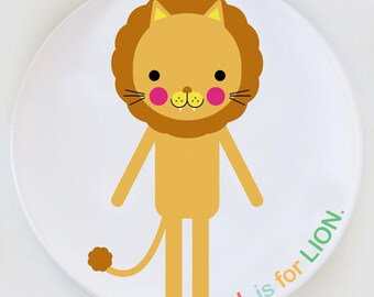 Personalized Lion Plate: Melamine Kids Plate