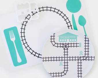 Personalized Train Plate – Kids Melamine Plate, Dylbug Drivers
