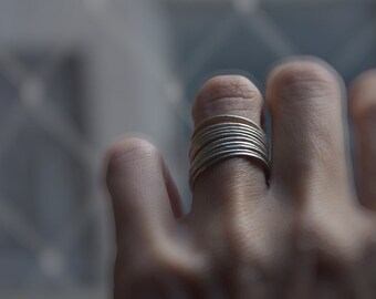 Set of 10 thin rings - rings set - Silver Stacking Rings