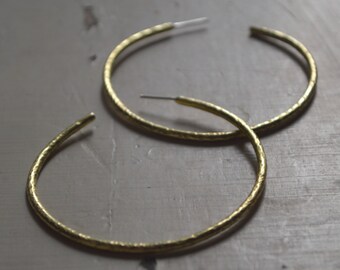 Wire Hoops Earrings - brass hoops - medium size