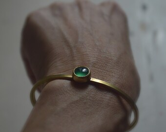 Brass and green agate bracelet * Ready to ship