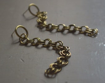 Double chain earrings *Brass earrings * chain earrings* ready to ship