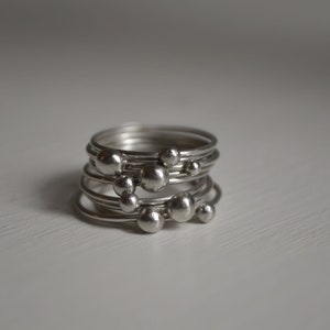 Bubbles rings set rings set stacked rings Silver Stacking Rings One of a kind image 1
