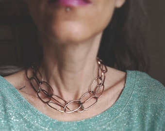 Long Chain and Choker - handmade copper chain