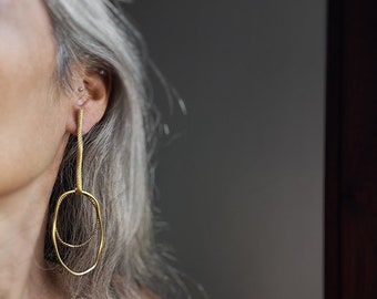 Combined brass earrings