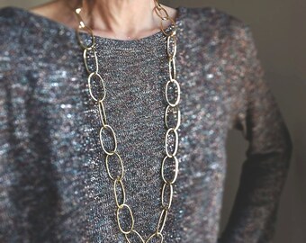 Long Necklace and Choker - handmade brass chain