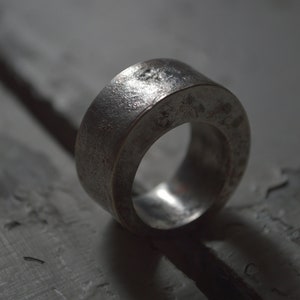 Hollow Ring big ring unisex ring copper and silver round ring organic texture ring image 2