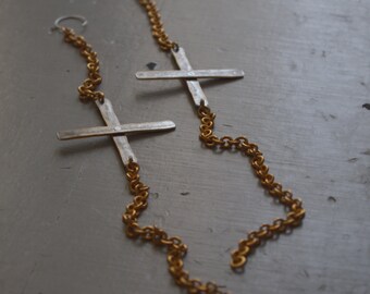 Tribe earrings - golden cross earrings