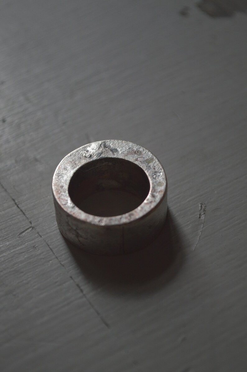 Hollow Ring big ring unisex ring copper and silver round ring organic texture ring image 4